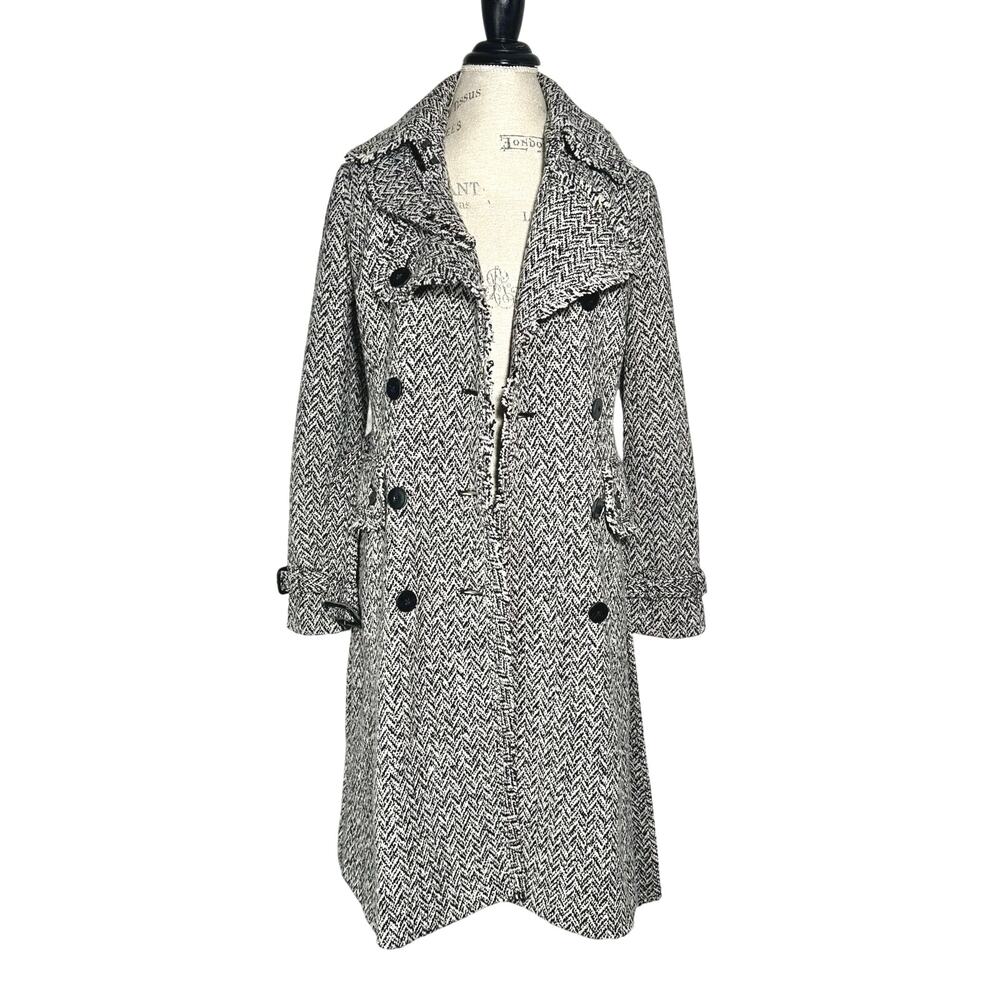 Banana Republic | Women | Vtg Tweed Herringbone Wool Blend Trench Coat | Small - Picture 5 of 16